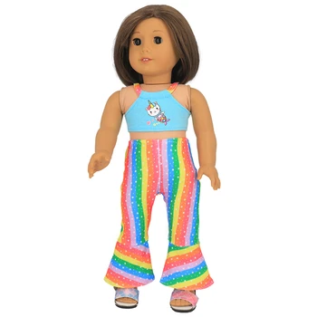 18-Дюймовая Кукольная одежда, Кукольный Камзол, летние 43-см Кукольные Радужные расклешенные брюки для кукол American Girl, Бикини, Мебель для кукол