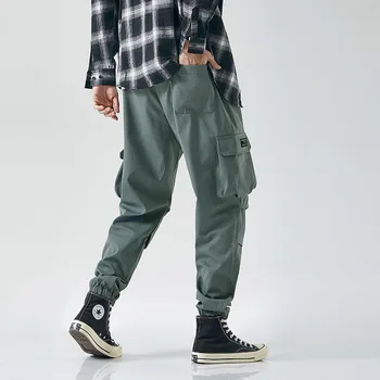 Комбинезон оверсайз, брюки, мужские модные повседневные брюки 2023 года с несколькими карманами, молодежные трендовые свободные брюки