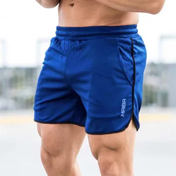 Новые мужские спортивные шорты для фитнеса, однотонные быстросохнущие брюки для бега, Летние Тонкие тренировочные брюки с эластичной резинкой на талии, шорты