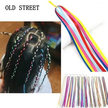 Разноцветная коса, Веревка, вязание в стиле хип-хоп, Детские ленты, Веревка для волос Для девочек, Женские аксессуары для волос 